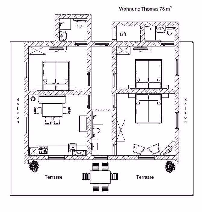 Grundriss Appartement Thomas - Landhaus Kumbichl
